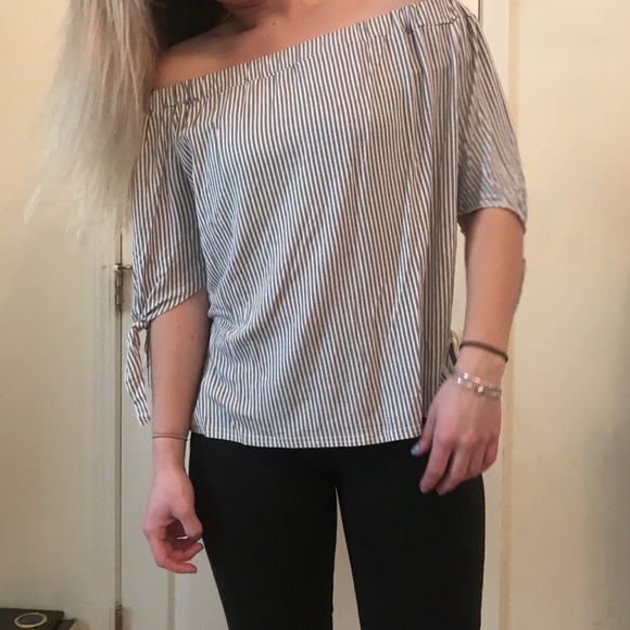 Boohoo Tops - Boohoo off the shoulder stripped tee